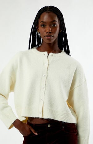 Cream Estelle Fluffy Cardigan image number 2