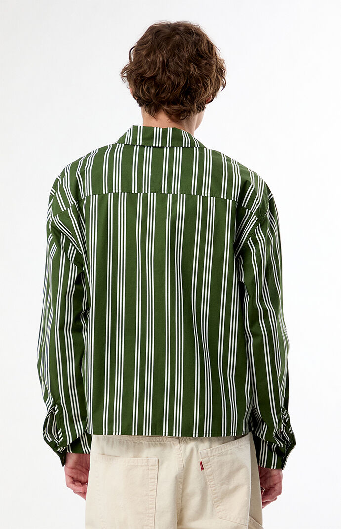 Pacsun Green Striped Hutton Long Sleeve Shirt