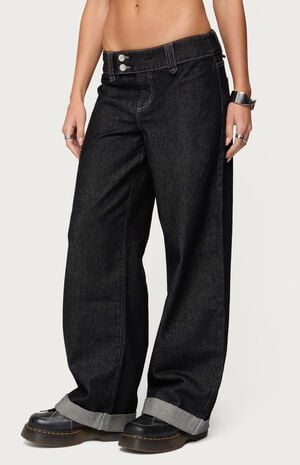 Cuffed Low Rise Straight Leg Jeans image number 2