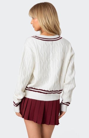 Dean V Neck Cable Knit Sweater image number 4