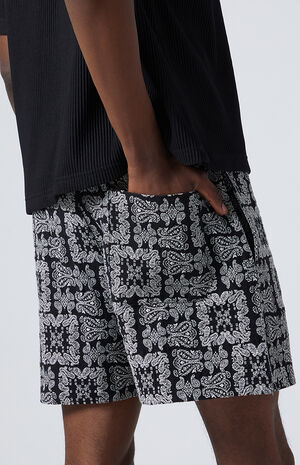 Black Paisley Tapestry Shorts image number 6
