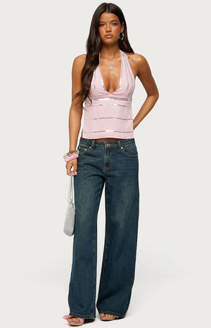 Roey Sequin Chiffon Backless Top image number 5