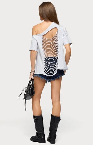 Miah Off Shoulder Shredded Back Top image number 4