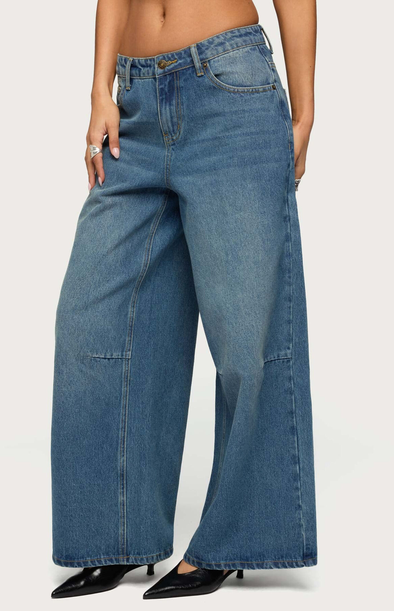 Edikted Skater Girl Washed Low Rise Baggy Jeans