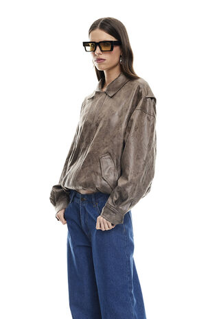 Faux Leather Kenny Bomber Jacket image number 3
