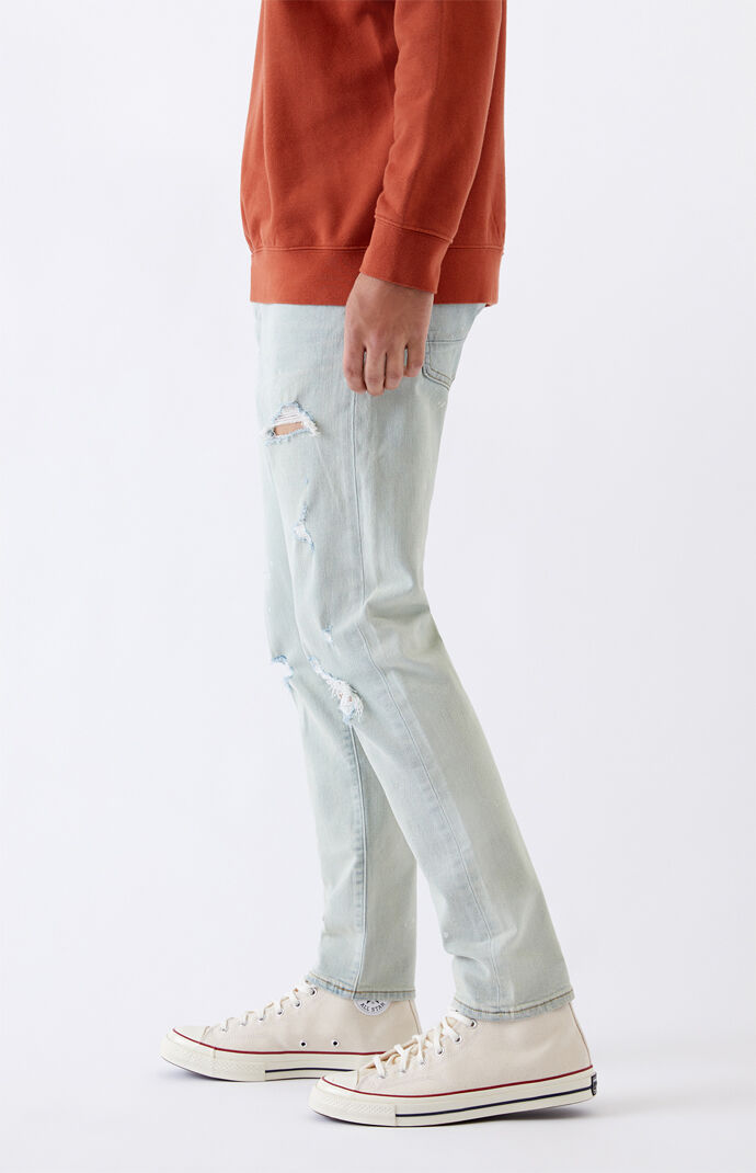 Light Ripped Slim Taper Jeans