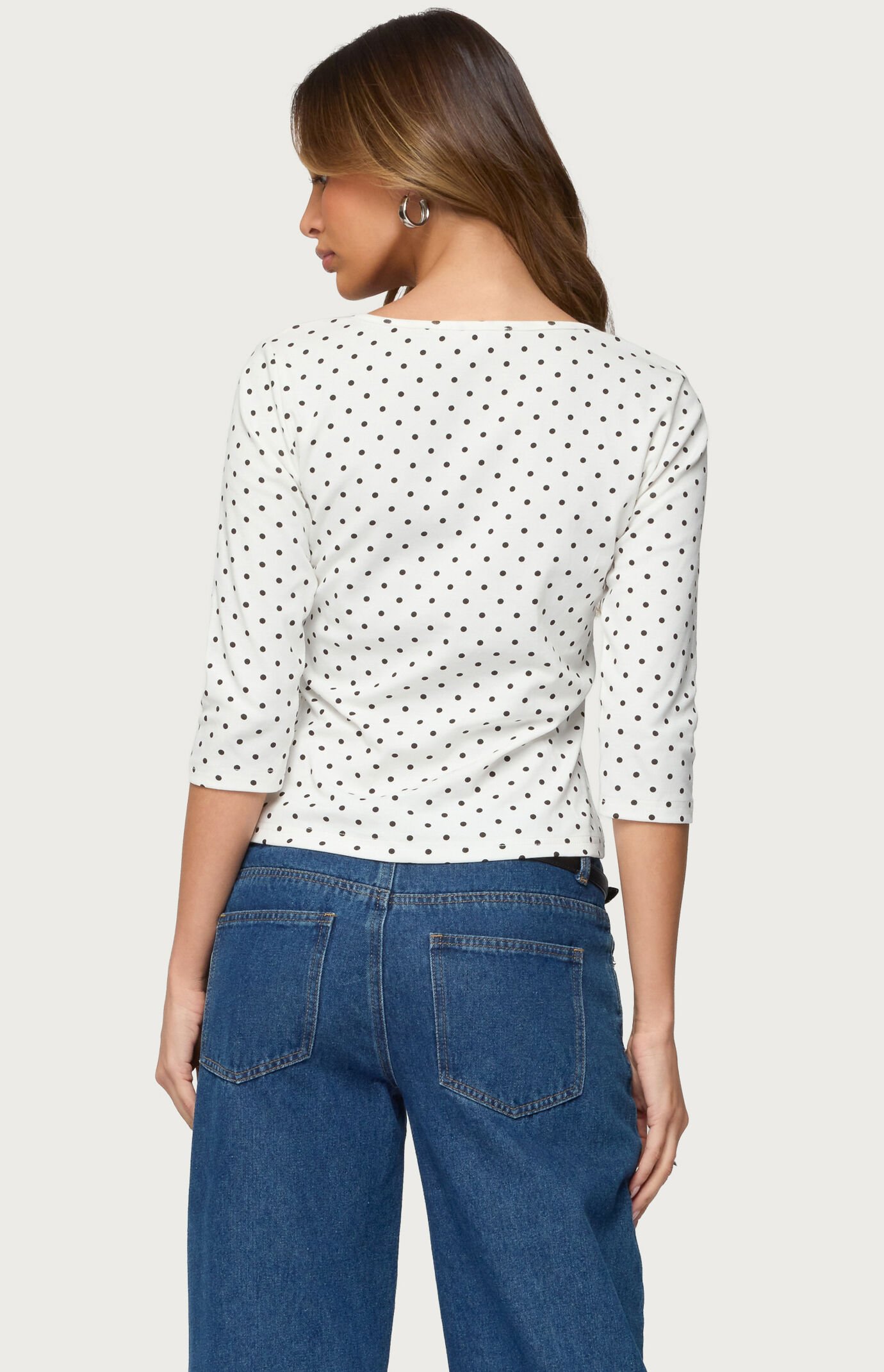 Edikted Lela Polka Dot Quarter Sleeve Top