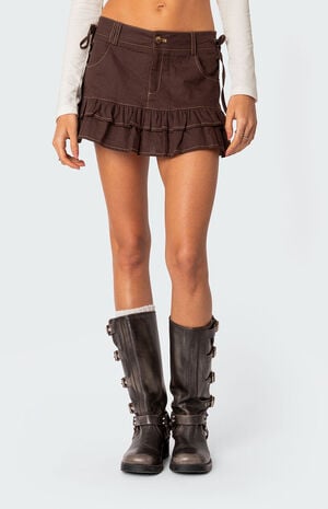 Dev Ruffle Linen Mini Skirt image number 1