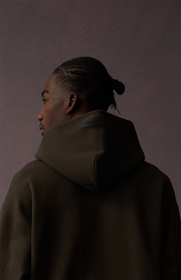 Fear of God Essentials Off Black Relaxed Hoodie | PacSun