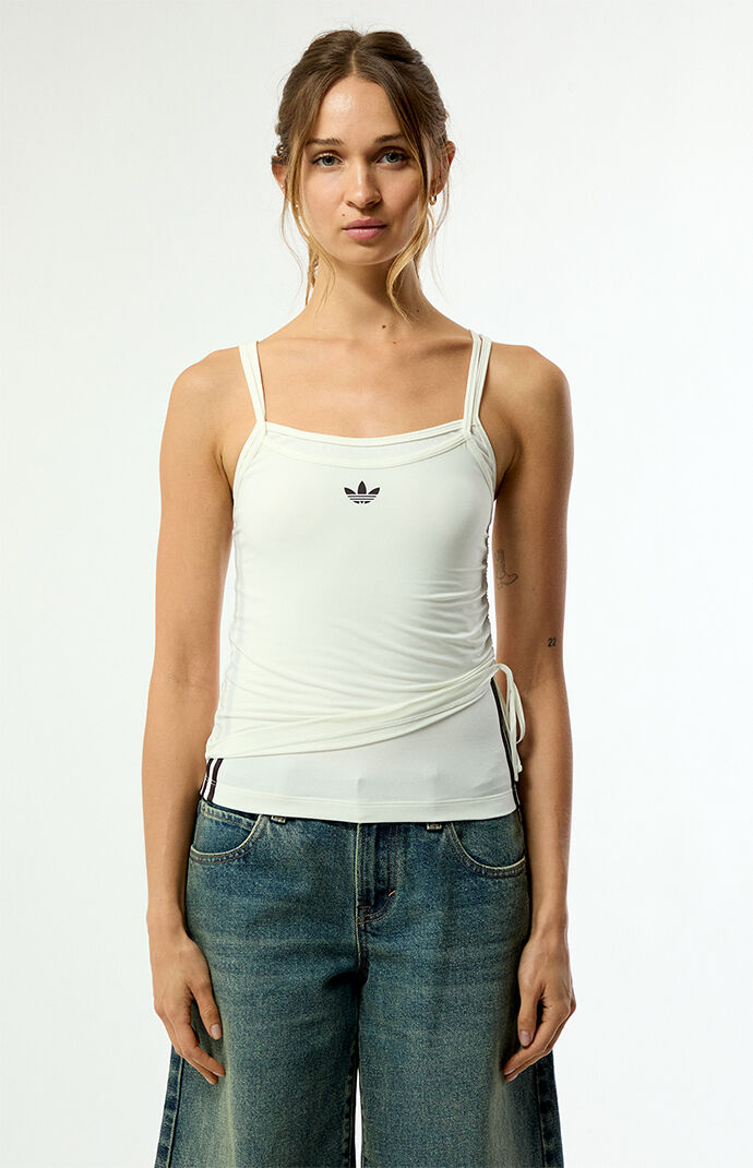 adidas White Double Layered Tank Top | Pacsun