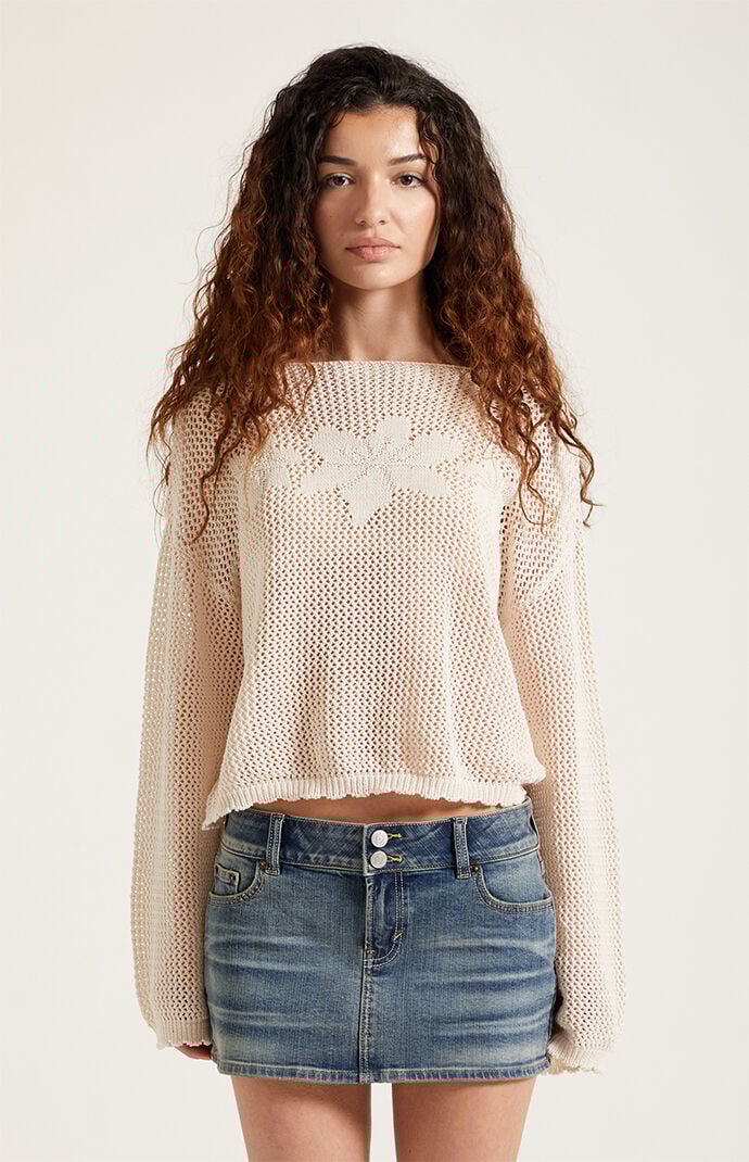 Pacsun Piper Stretch Whisker Medium Blue Denim Micro Mini Skirt