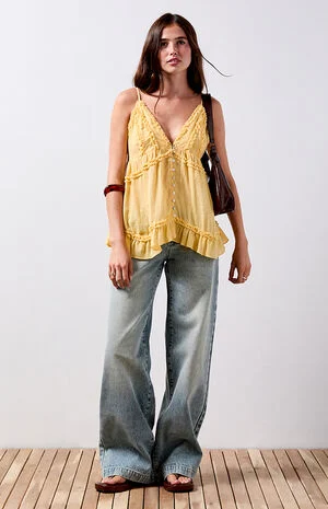 Leila Ruffled Button Babydoll Tank Top image number 1