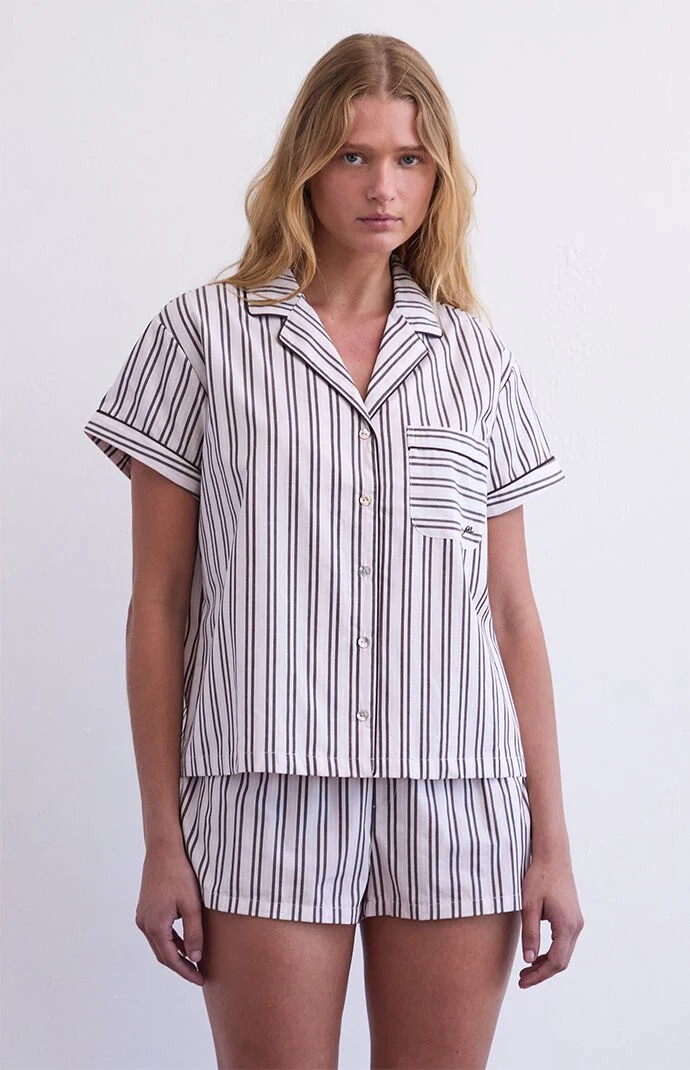 PS GOODNIGHT Striped Short Sleeve Pajama Shirt