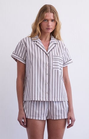 Striped Short Sleeve Pajama Shirt image number 1