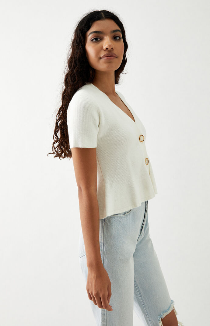 Flared Cropped Knit Sweater