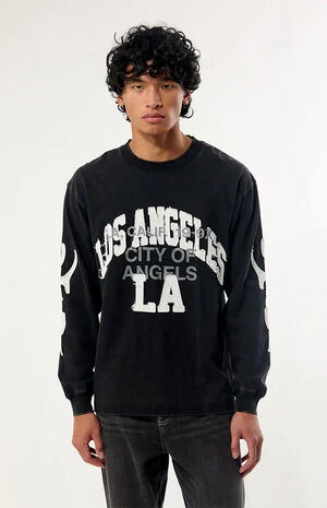 Black City of Angels Applique Long Sleeve T-Shirt image number 1