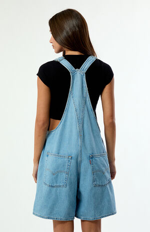 I Will Light Blue Vintage Short Overalls image number 4