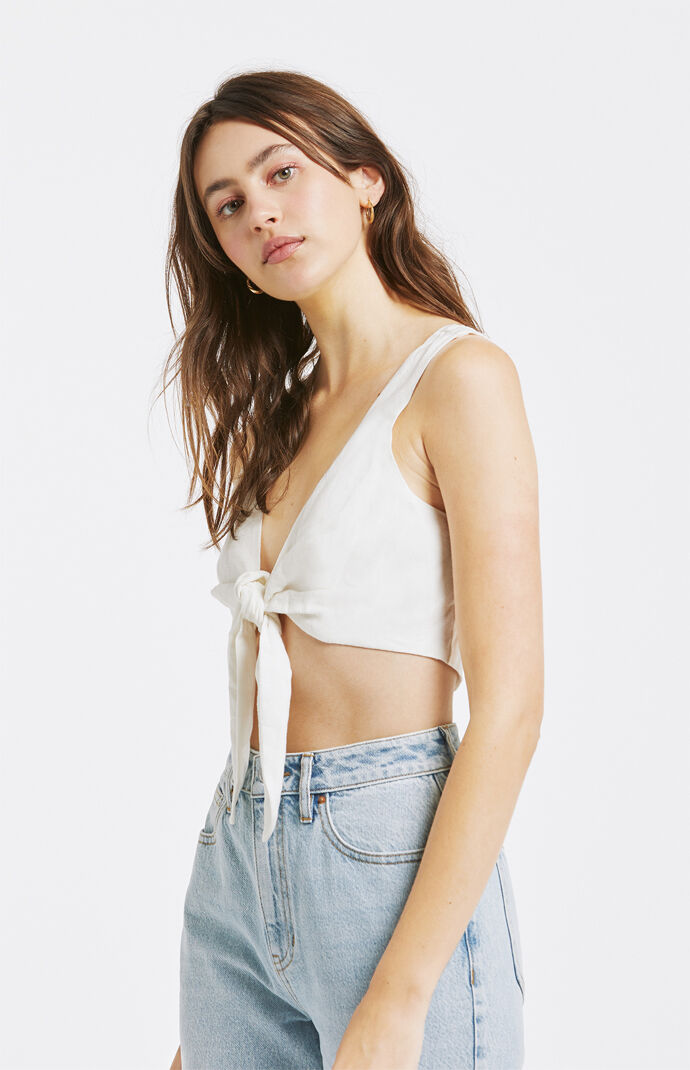 Tie Front Linen Tank Top
