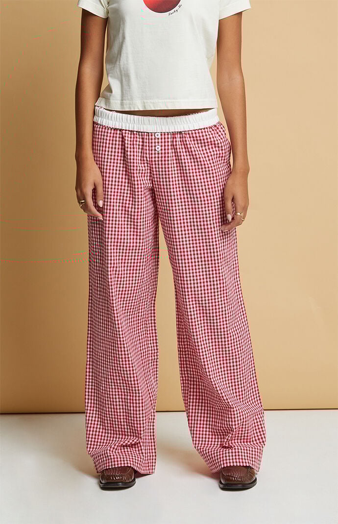 Pacsun red plaid pants deals