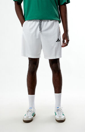 Striped White Mesh Shorts image number 2