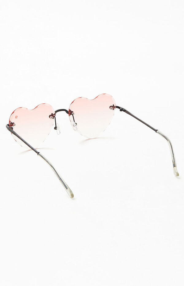 By PacSun Pink Rimless Heart Sunglasses