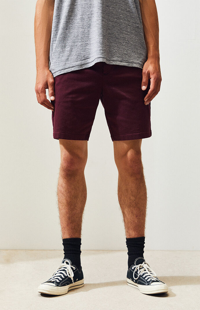 Burgundy Slim Fit Chino Shorts