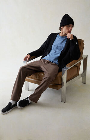 Stretch Brown Slim Trousers image number 3