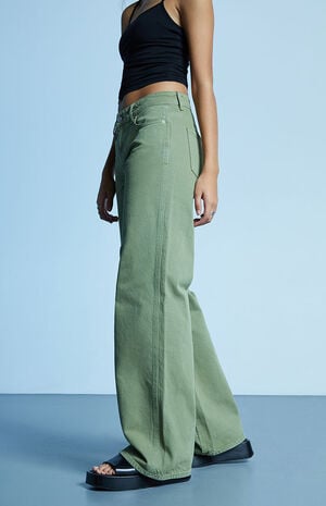Eco Green Low Rise Baggy Jeans image number 3