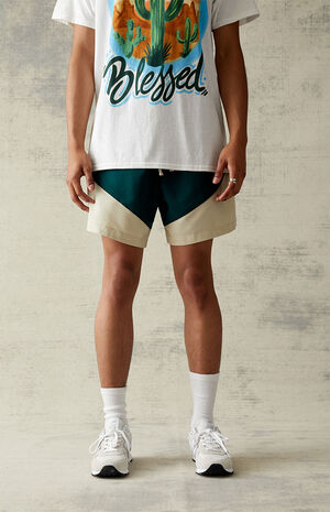 Nylon Green Colorblock Volley Shorts image number 3