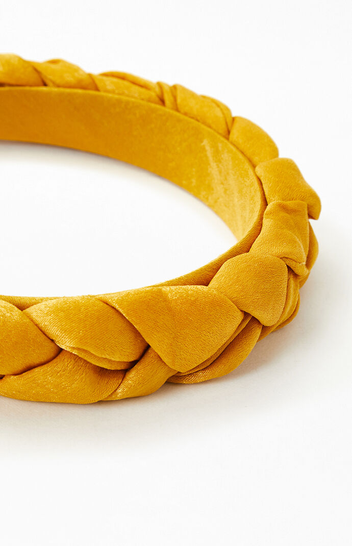 Yellow Braided Velvet Headband