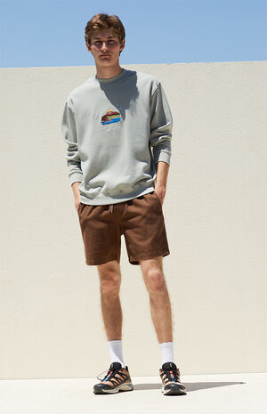 Brown Textured Cotton Shorts image number 5