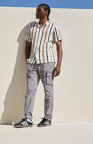 Stretch Canvas Gray Slim Cargo Pants image number 1