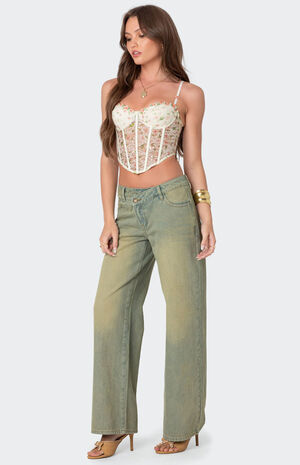 Embroidered Sheer Lace Corset image number 5