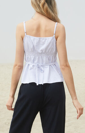 Blue & White Striped Tiffany Tank Top image number 4