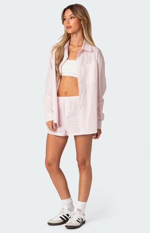 Oversized Pinstripe Button Up Shirt image number 3