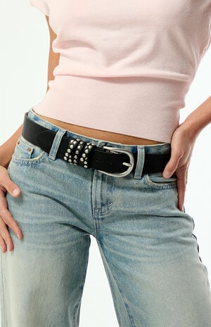 Faux Leather Studded Loop Belt image number 2