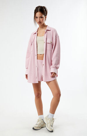 Waffle Boyfriend Button Up Lounge Shacket image number 3