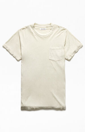 White Distressed Pocket T-Shirt image number 1