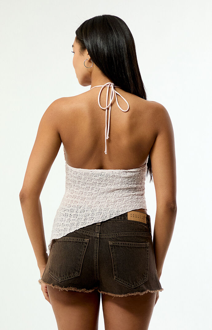 Third Charm Netted Asymmetrical Halter Top