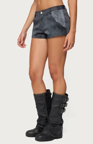Rhiley Contrast Faux Suede Micro Shorts image number 2