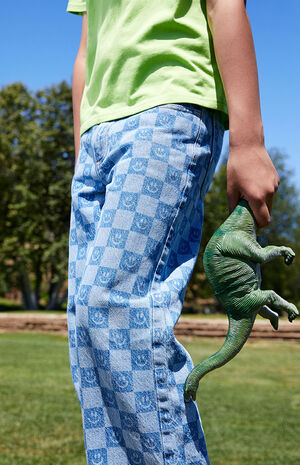 Smiley Checker Baggy Jeans image number 2