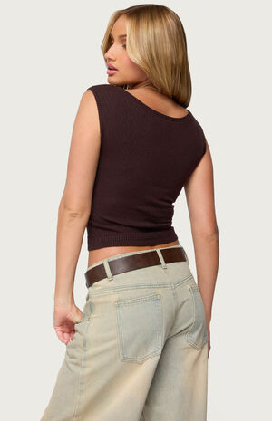 Jarah Pointelle Knit Boat Neck Top image number 3