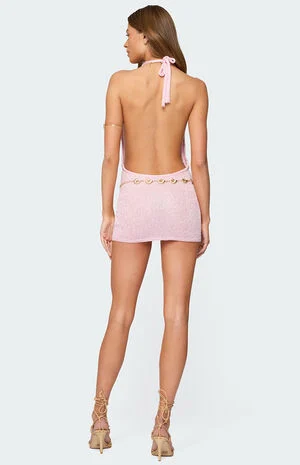 Cowl Neck Backless Knit Mini Dress image number 5