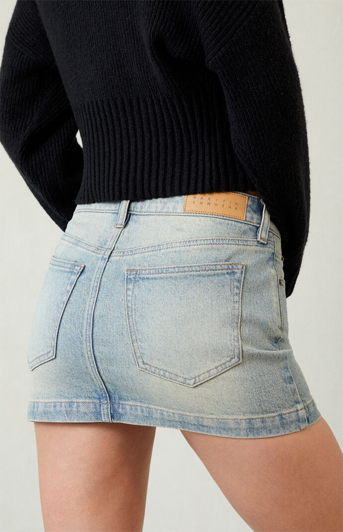 Pacsun Bella Stretch Light Indigo Mid Rise Denim Mini Skirt