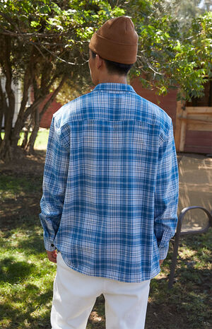 Blue Heavy Long Sleeve Plaid Shirt Blue Heavy Long Sleeve Plaid Shirt image number null