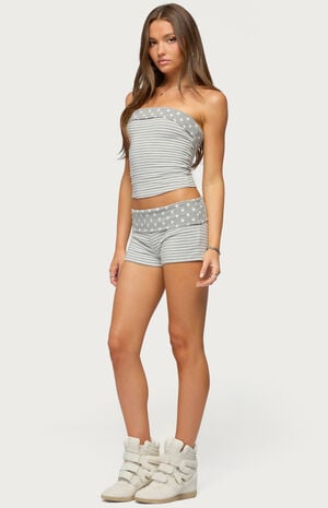 Presley Stripe and Polka Dot Foldover Shorts image number 4