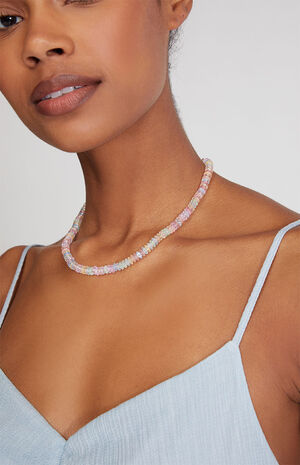 Pink Beaded Choker Necklace image number 2
