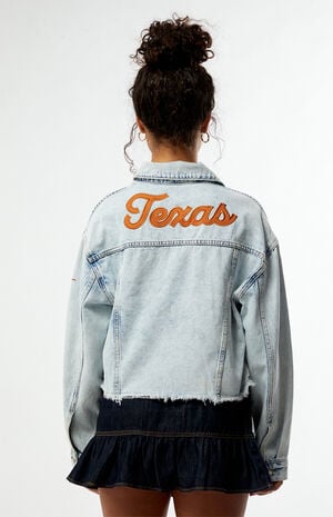 Texas Longhorns Frayed Cropped Denim Jacket image number 2