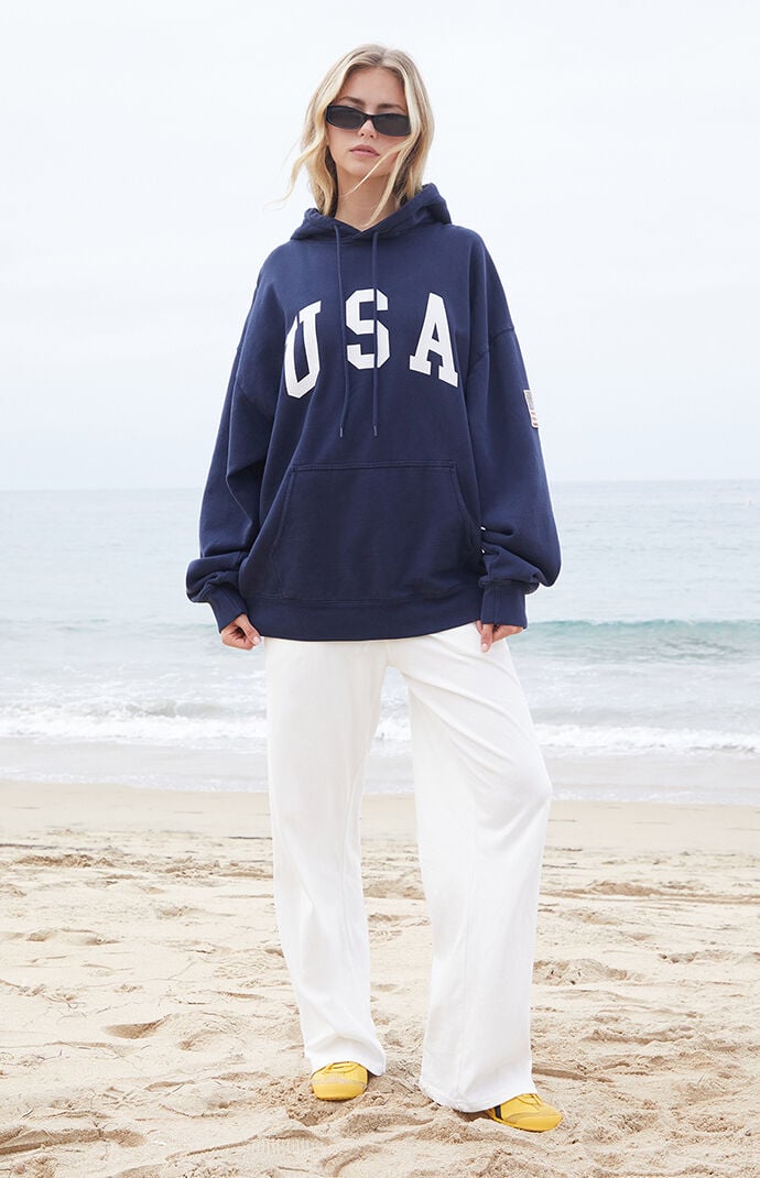 John Galt Navy Christie USA Oversized Hoodie