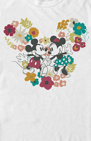 Floral Mickey & Minnie Mouse T-Shirt image number 2
